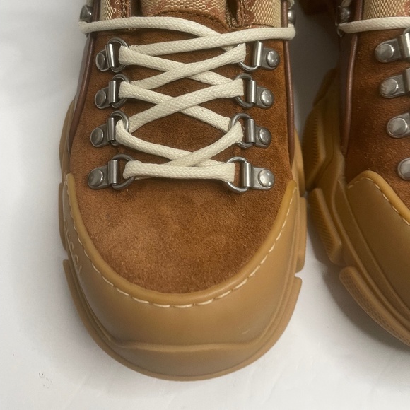 Gucci Sega Flashtrek Brick Red/Brown Leather Trim Midtop Boots Italy Sz 9 521680 - Picture 2 of 16